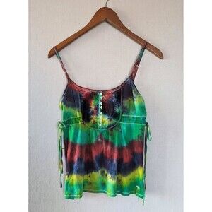 Vintage Abercrombie Fitch Baby Doll Tank Womens M Tie Dye Hippie Milkmaid